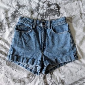 American Apparel High Waist Denim Cuffed Shorts